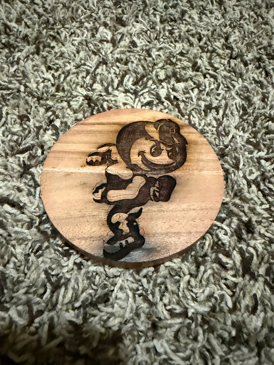 Wooden Ohio State Coasters