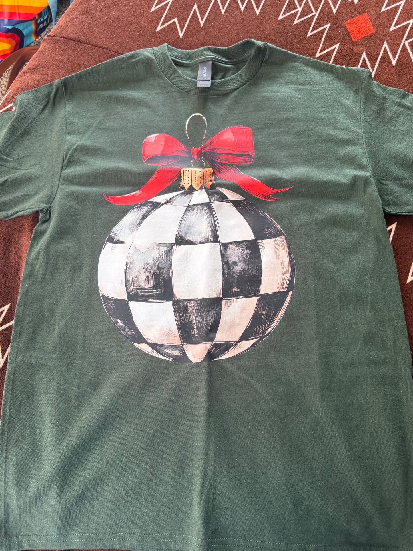 Checkered Christmas Ornament Shirt