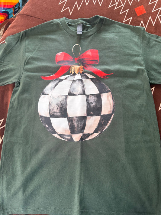 Checkered Christmas Ornament Shirt