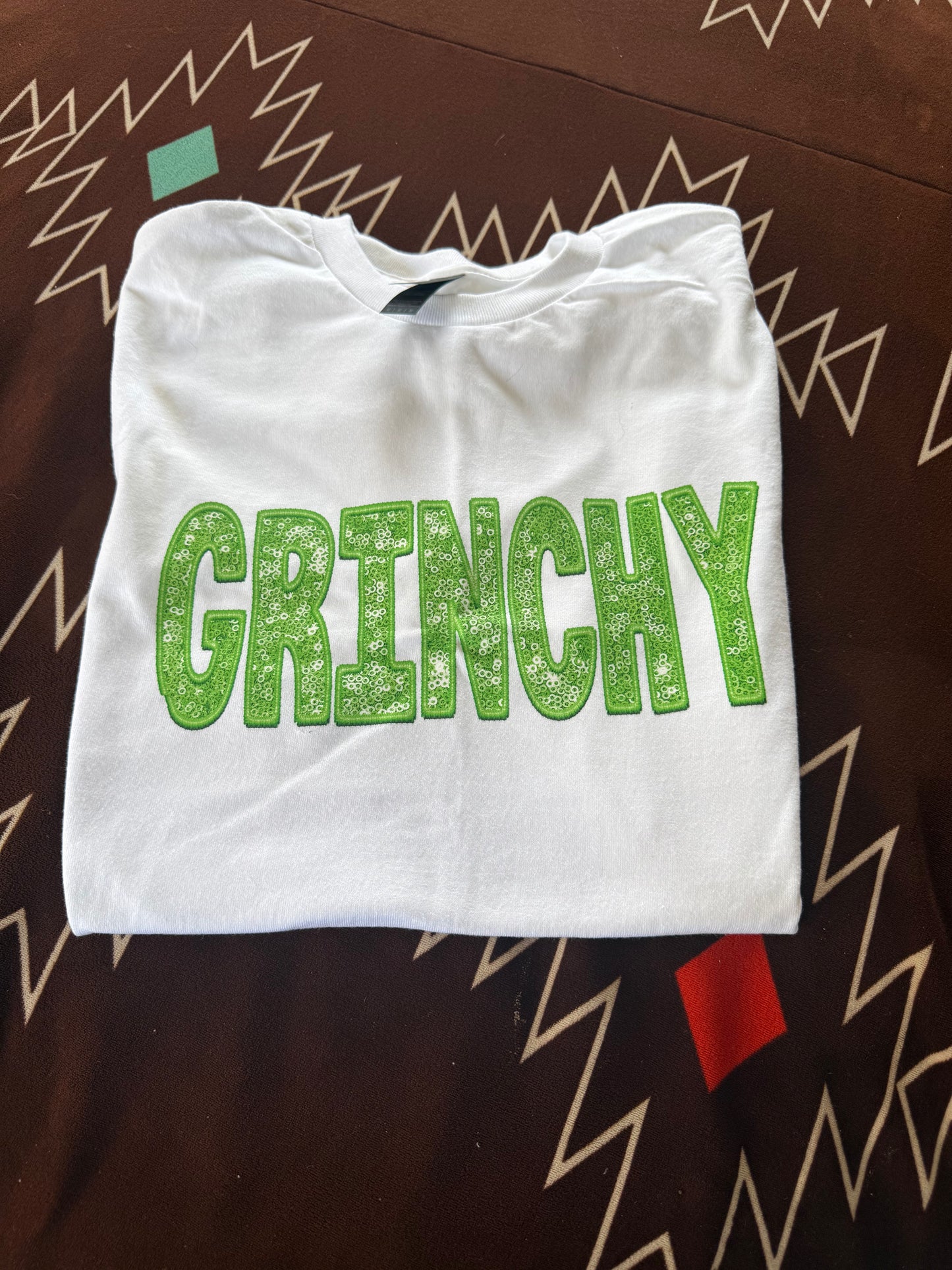 Faux Sequin Grinchy Shirt